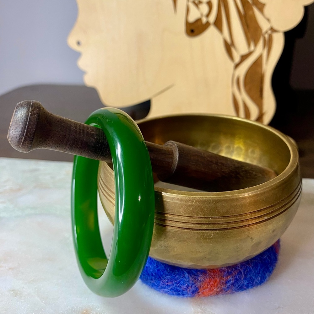 Natural Green Hetian Nephrite Jade Bangle 63mm